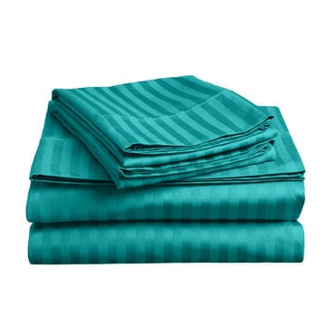 soft stripe microfibre sheet set double teal Kings Warehouse 