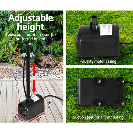 Solar Pond Pump with Battery Powered Submersible Kit LED Light & Remote 8.8 FT Afterpay Day Sale Kings Warehouse 