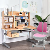 Solid Rubber Wood Height Adjustable Children Kids Ergonomic Study Desk Blue Chair Set 120cm AU Furniture KingsWarehouse 