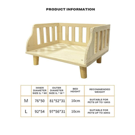 Solid Wood Pet Cat Dog Bed with Bedding Kings Warehouse 