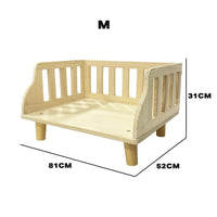 Solid Wood Pet Cat Dog Bed Wooden Puppy Home Bed Pet Supply M Sizes w/Pillows Kings Warehouse 