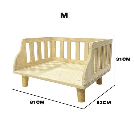 Solid Wood Pet Cat Dog Bed Wooden Puppy Home Bed Pet Supply M Sizes w/Pillows Kings Warehouse 