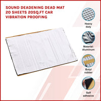 Sound Deadening Dead Mat 20 Sheets 20sq.ft Car Vibration Proofing Kings Warehouse 
