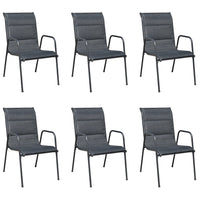 Stackable Garden Chairs 6 pcs Steel and Textilene Black Kings Warehouse 