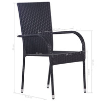 Stackable Outdoor Chairs 2 pcs Poly Rattan Black Kings Warehouse 