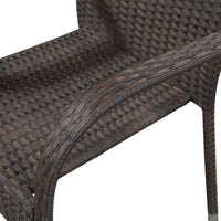 Stackable Outdoor Chairs 2 pcs Poly Rattan Brown Kings Warehouse 