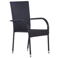 Stackable Outdoor Chairs 4 pcs Poly Rattan Black Kings Warehouse 