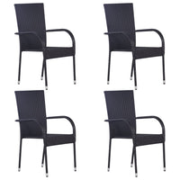 Stackable Outdoor Chairs 4 pcs Poly Rattan Black Kings Warehouse 