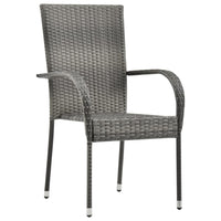 Stackable Outdoor Chairs 6 pcs Grey Poly Rattan Kings Warehouse 