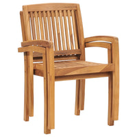 Stacking Garden Dining Chairs 2 pcs Solid Teak Wood Kings Warehouse 