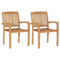 Stacking Garden Dining Chairs 2 pcs Solid Teak Wood Kings Warehouse 