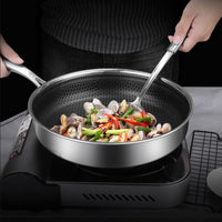 Stainless Steel Frying Pan Non-Stick Cooking Frypan Cookware 28cm Honeycomb Single Sided Kings Warehouse 