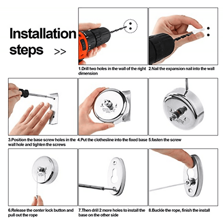 Stainless Steel Retractable Single Clothes Line Dryer Laundry Indoor Outdoor Kings Warehouse 