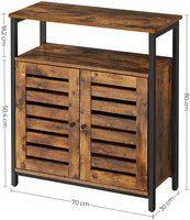 Standing Cabinet with Shelf Cupboard with Louvred Doors Rustic Brown living room Kings Warehouse 