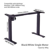 Standing Desk Height Adjustable Sit Stand Motorised Black Dual Motors Frame 120cm Black Top KingsWarehouse 