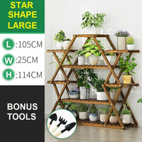 STAR Shape Bamboo Plant Stand Supplier Multi Tier Flower Rack for Indoor Outdoor Large garden supplies KingsWarehouse 