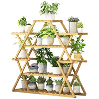 STAR Shape Bamboo Plant Stand Supplier Multi Tier Flower Rack for Indoor Outdoor Small garden supplies KingsWarehouse 