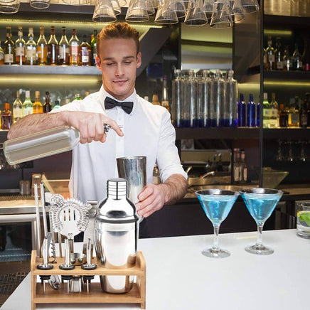 Steel Shaker Cocktail Bar Set Kit with 13 Pieces Bar Utensils Appliances Supplies Kings Warehouse 