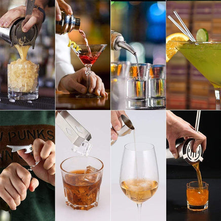 Steel Shaker Cocktail Bar Set Kit with 13 Pieces Bar Utensils Appliances Supplies Kings Warehouse 