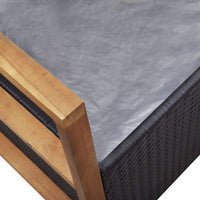 Storage Bench 110 cm Poly Rattan and Solid Acacia Wood Black Kings Warehouse 