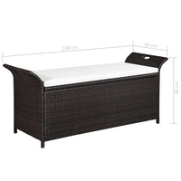 Storage Bench with Cushion 138 cm Poly Rattan Brown Kings Warehouse 