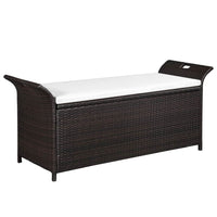 Storage Bench with Cushion 138 cm Poly Rattan Brown Kings Warehouse 