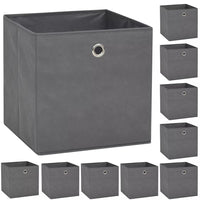 Storage Boxes 10 pcs Non-woven Fabric 32x32x32 cm Grey Kings Warehouse 