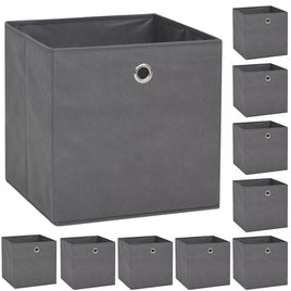 Storage Boxes 10 pcs Non-woven Fabric 32x32x32 cm Grey Kings Warehouse