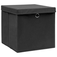 Storage Boxes with Lids 10 pcs Black 32x32x32 cm Fabric Kings Warehouse 