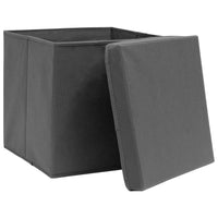 Storage Boxes with Lids 10 pcs Grey 32x32x32 cm Fabric Kings Warehouse 