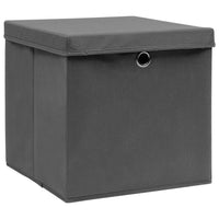 Storage Boxes with Lids 4 pcs Grey 32x32x32 cm Fabric Kings Warehouse 