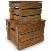 Storage Crate Set 2 Pieces Solid Reclaimed Wood Kings Warehouse 