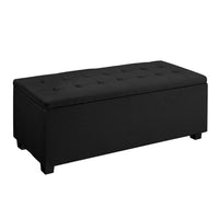 Storage Ottoman Blanket Box Black Fabric Footstool Chest Couch Seat Toy