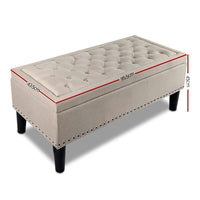 Storage Ottoman Blanket Box Fabric Chest Footstool Foot Stool Bench Taupe Kings Warehouse 