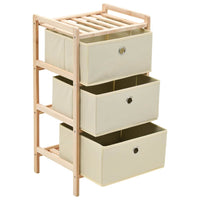Storage Rack with 3 Fabric Baskets Cedar Wood Beige Kings Warehouse 