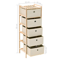 Storage Rack with 5 Fabric Baskets Cedar Wood Beige Kings Warehouse 