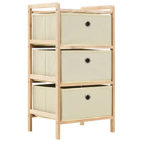 Storage Racks with 3 Fabric Baskets 2 pcs Beige Cedar Wood bedroom furniture Kings Warehouse 