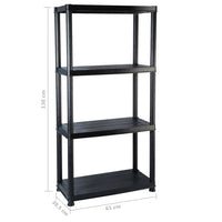 Storage Shelf 4-Tier Black 61x30.5x130 cm Plastic Kings Warehouse 