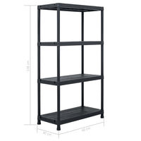 Storage Shelf Rack Black 100 kg 60x30x138 cm Plastic Kings Warehouse 