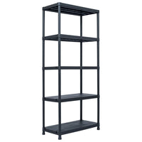Storage Shelf Rack Black 500 kg 90x60x180 cm Plastic Kings Warehouse 