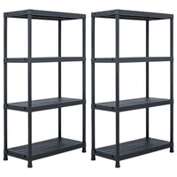 Storage Shelf Racks 2 pcs Black 60x30x138 cm Plastic Kings Warehouse 