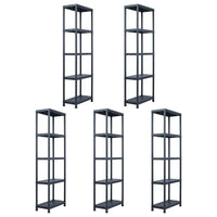 Storage Shelf Racks 5 pcs Black 125 kg 60x30x180 cm Plastic Kings Warehouse 