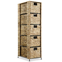 Storage Unit with 5 Baskets 25.5x37x100 cm Water Hyacinth Kings Warehouse 