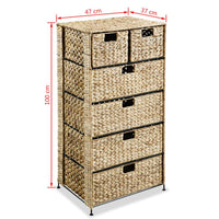 Storage Unit with 6 Baskets 47x37x100 cm Water Hyacinth Kings Warehouse 