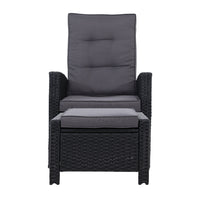 Sun lounge Recliner Chair Wicker Lounger Sofa Day Bed Outdoor Furniture Patio Garden Cushion Ottoman Black Gardeon Home & Garden > Garden Furniture Kings Warehouse 