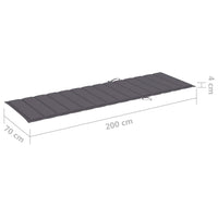 Sun Lounger Cushion Anthracite 200x70x4 cm Fabric Outdoor Furniture Kings Warehouse 