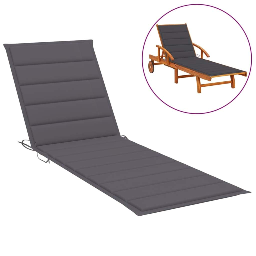 Sun Lounger Cushion Anthracite 200x70x4 cm Fabric Outdoor Furniture Kings Warehouse 