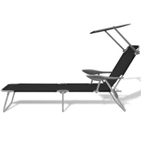 Sun Lounger with Canopy Steel Black Kings Warehouse 