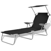 Sun Lounger with Canopy Steel Black Kings Warehouse 
