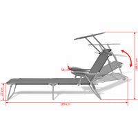 Sun Lounger with Canopy Steel Grey Kings Warehouse 